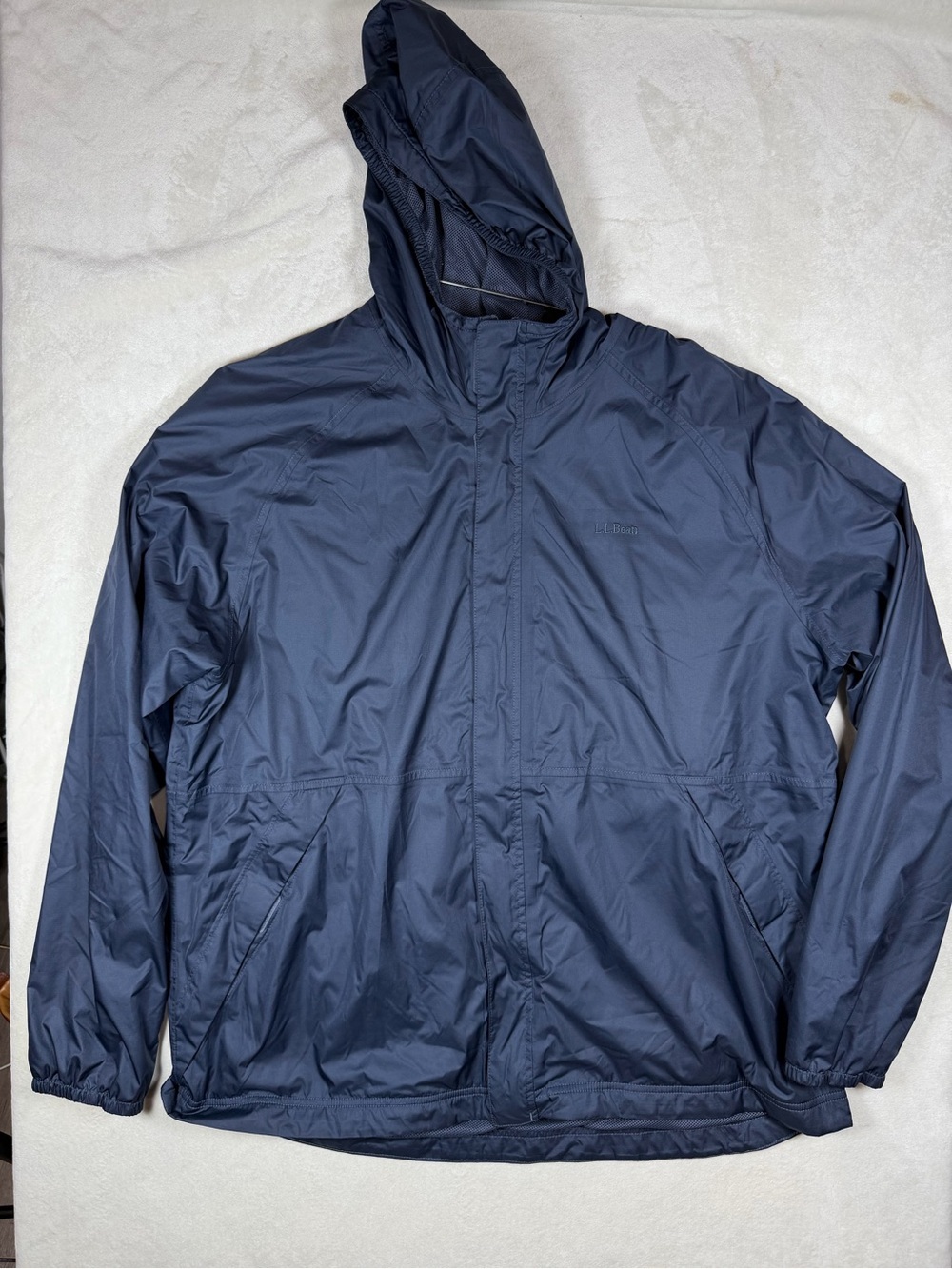 L.L. Bean XXL Reg Navy Hooded Windbreaker Rain Jacket Waterproof Layer Outdoors